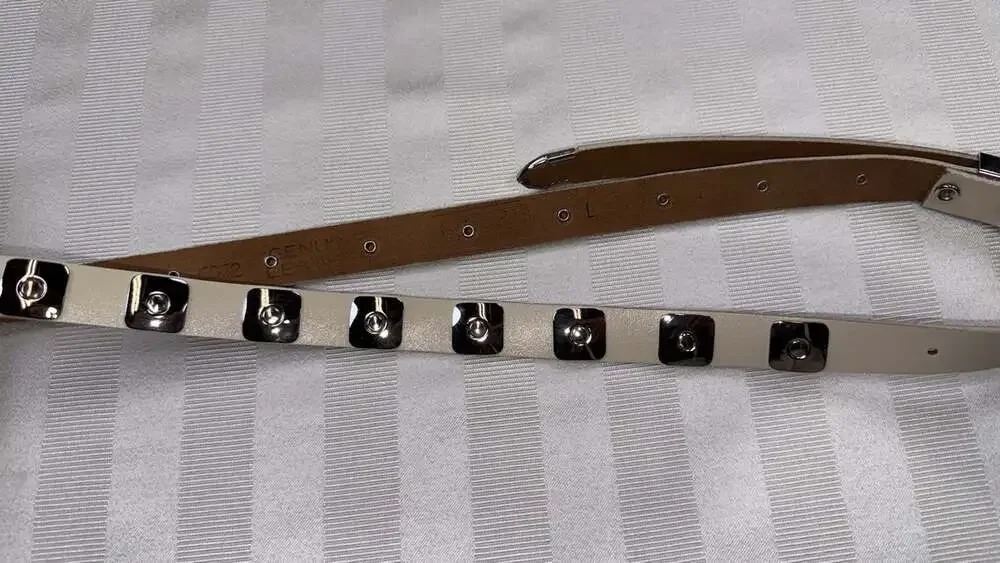 Vintage Forenza Genuine Leather Cream Studded Belt Silver Hardware Size L Rocker